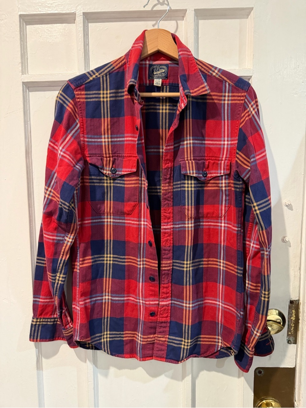 J. Crew Red and Navy Plaid Button-Down Shirt